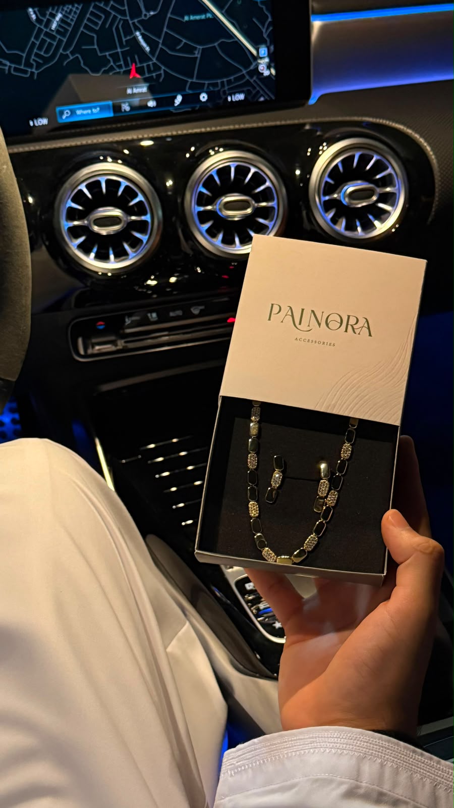 القلادة مع الحلق الذهبي — PAINORA Gold Necklace & Earrings Set
